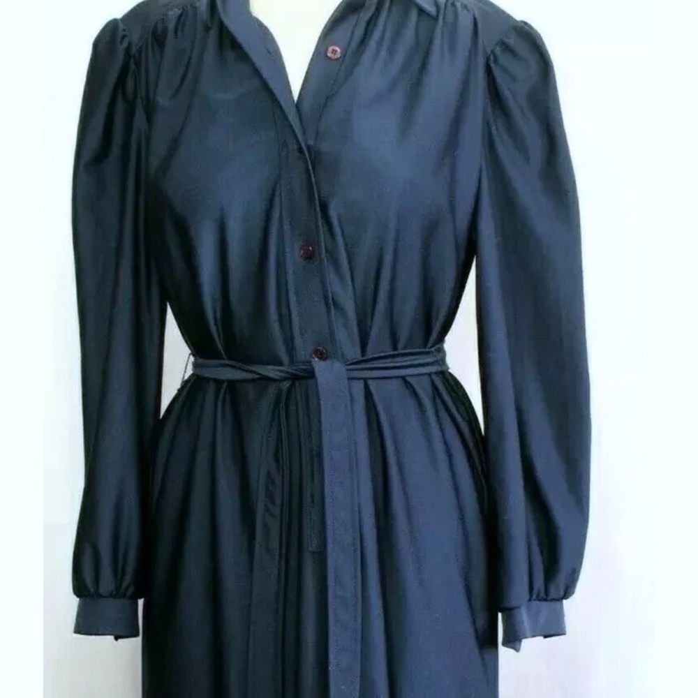Vtg 1950's Dress Tie Waist Button Up Long Sleeve Bayard Sport Union Made In USA